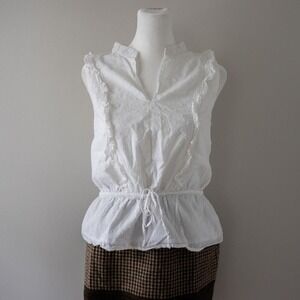 Ann Taylor Loft White Sleeveless Blouse Size Small
